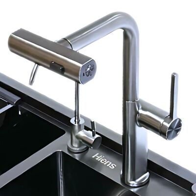 HİENS 2 Fonksiyonlu Döner Başlıklı Evye Bataryası Antrasit - 1