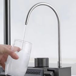 HİENS 50x100cm Antrasit Çelik Multifonksiyonel+Bardak yıkama+Arıtma+Yağmurlama+Sıvı Sabunluk+Bıçaklık+Buz çöme gözlü Evye - 4