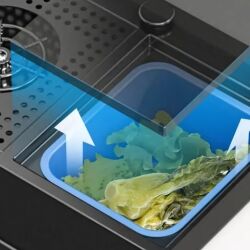 HİENS 50x100cm Antrasit Çelik Multifonksiyonel+Bardak yıkama+Arıtma+Yağmurlama+Sıvı Sabunluk+Bıçaklık+Buz çöme gözlü Evye - 6