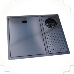 HİENS 60x45cm Fonksiyonel Kapaklı+Bardak Yıkama+Asansörlü Batarya+Kumandalı Sifonlu Evye - 2