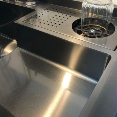 HİENS 78x48cm Antrasit Çelik 1,5 Gözlü Bardak Yıkama+Arıtma+Sıvı Sabunluklu Evye - 5