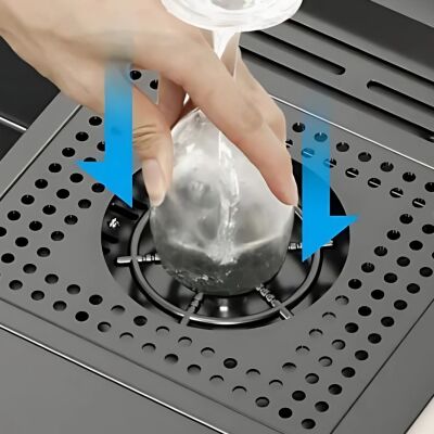 HİENS 90x45cm Antrasit Çelik 2 Gözlü Bardak Yıkama+Arıtma+Sıvı Sabunluk+Metal Örtü+Kumandalı Sifonlu Evye - 3