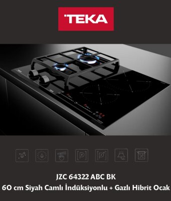 Teka JZC 64322 ABC BKc Camlı İndüksiyonlu ve Gazlı Ocak 60 cm - 1