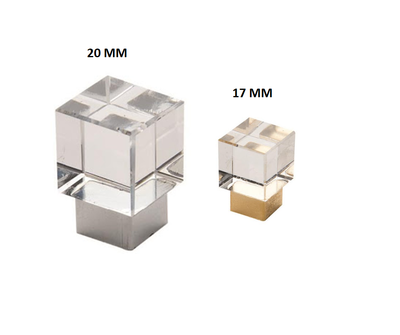 Küp Düğme Şeffaf Krom 20mm - 1