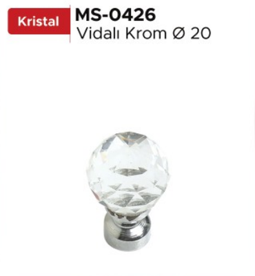 Küre Düğme Şeffaf Krom 20mm - 1