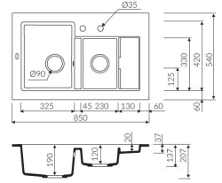 Marmorin Combo Evye Siyah 85x54cm - 6