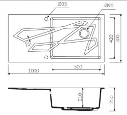 Marmorin Foorn Evye Siyah 1000mm - 2