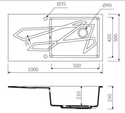 Marmorin Foorn Evye Siyah 1000mm - 2