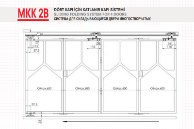 MKK-2B Katlanır Sürgülü 4 Kapı için Asma Sistem - 3