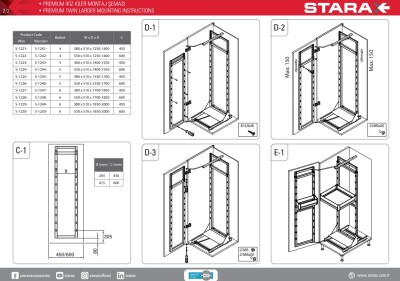 S-1222-P-A İkiz Kiler Premium Antrasit 125-140 60 cm - 5