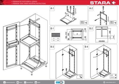 Starax S-1222-US-A İkiz Kiler Unigue Slim Antrasit 125-140 60 cm - 4