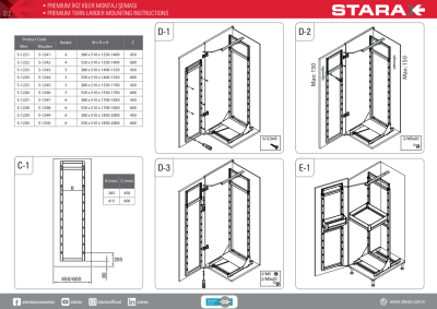 S-1223-P-A 140-155-45cm İkiz Kiler Premium Antrasit - 5