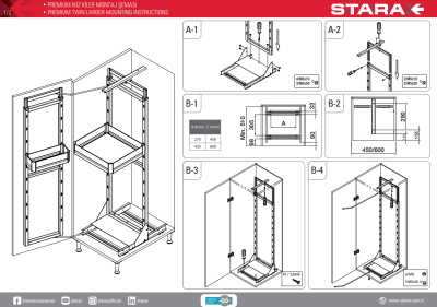 Starax S-1223-P-A 140-155-45cm İkiz Kiler Premium Antrasit - 4