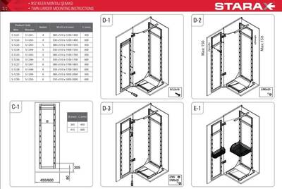 S-1241-A Ahşab tablalı İkiz Kiler 125*140*45cm Antrasit - 5