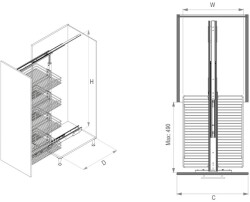 S-1507-C Teleskopik Kiler Ahşap - 850-1100 mm - Krom - 3
