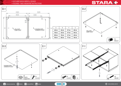 Starax S-2143-W Katlanır Masa 90 CM - Beyaz - 4