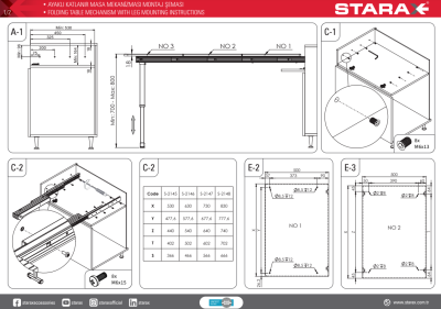 Starax S-2146-A Ayaklı Katlanır Masa Mekanizması 70 CM Antrasit - 4