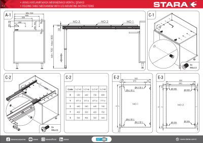 Starax S-2147-A Ayaklı Katlanır Masa Mekanizması 80cm Antrasit - 4