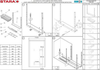 S-2172 Lux Tez.Altı 2 Sepet Şişelikli Ünite 40 cm - 4