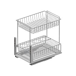 Starax S-2193-C Zemin Bağlantılı Gizli Raylı Tezgah Altı 2 Sepetli Ünite 35 cm - Krom - 2