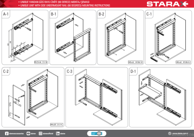 S-2208-UB-A Yandan Raylı Ünite 90 Derece Sağ 255-205MM Unigue Box Antrasit - 4