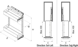 S-2208-UB-A Yandan Raylı Ünite 90 Derece Sağ 255-205MM Unigue Box Antrasit - 3