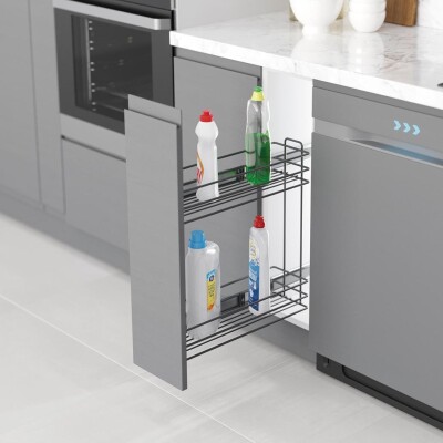 Starax S-2213- Yandan Tls. Raylı Deterjanlık 16cm.(Fr) Antrasit - 1