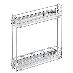 S-Starax 2219-C Yandan Teleskopik Raylı Şişelik Ahşap Tablalı Krom 15cm - 2