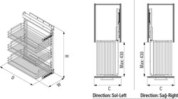 Starax S-2245-C Yandan Gizli Raylı Ünite (90 Derece) Ahşap Tablalı Sağ - 3