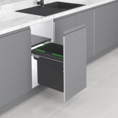 Starax S-2300-A Kapağa Monte Çöp Kovası 35Lt Frenli (Fazla Tam Açılım) 400 mm Antrasit - 2