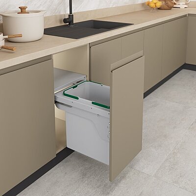 Starax S-2300-G Kapağa Monte Çöp Kovası Frenli (Fazla Tam Açılım) 400 mm Gri - 1