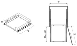 Starax S-2310-C Ahşap Tablalı Bağımsız Teleskopik Raylı Çekmece 500 mm Krom - 3