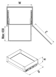 S-2332-P-A Bağımsız Çift Açılım Gizli Raylı Çekmece 40 cm (Fr.) Premium - Antrasit - 2