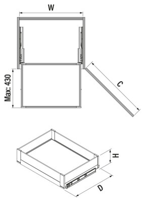 S-2332-P-W Bağımsız Çift Açılım Gizli Raylı Çekmece 40 cm (Fr.) Premium - Beyaz - 4