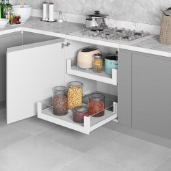 Starax S-2334-P-W Bağımsız Çift Açılım Gizli Raylı Çekmece 50 cm (Fr.) Premium - Beyaz - Starax