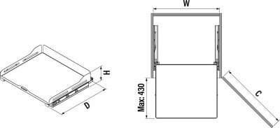 S-2334-UB-A Bağımsız Çift Açılım Gizli Raylı Çekmece 50 cm (Fr.) Unique Box - Antrasit - 3