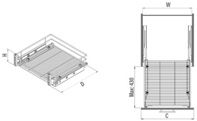 S-2341 35cm Kapağa Monte Çift Açılım Gizli Raylı Çekmece - 3