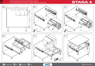 Starax S-2387-A Kapağa Monte Çöp Kovası 80 cm Antrasit - 4