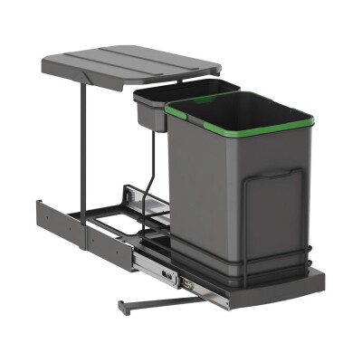 Starax S-2391-A Teleskopik Raylı Plastik Gövde Çöp Kovası 16+1 Lt Antrasit - 2