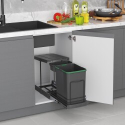 Starax S-2391-A Teleskopik Raylı Plastik Gövde Çöp Kovası 16+1 Lt Antrasit - Starax