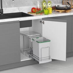 Starax S-2391 Teleskopik Raylı Plastik Gövde Çöp Kovası 16+1 Lt Gri - Starax