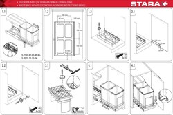 Starax S-2391 Teleskopik Raylı Plastik Gövde Çöp Kovası 16+1 Lt Gri - 3