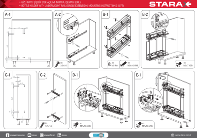 Starax S-2422-A Tandem Blum Raylı Şişelik Tek Açlılım Sol 15cm - 4