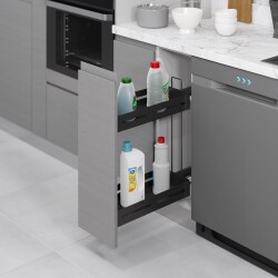 Starax S-2441-UB-A Gizli Raylı Deterjanlık Çift Açılım Sol 16cm Unique Box Antrasit 20 cm kapak için - Starax