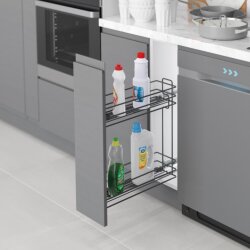 Starax S-2442-A Tandem Gizli Raylı (Çift Açılım) Deterjanlık 16cm Sağ Antrasit - Starax