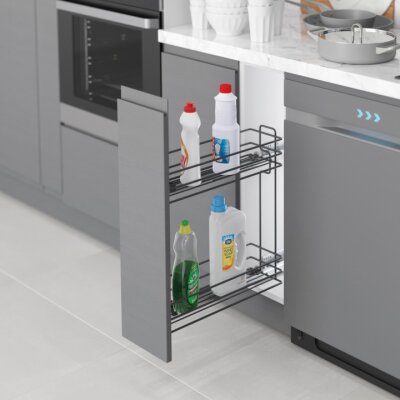 Starax S-2442-A Tandem Gizli Raylı (Çift Açılım) Deterjanlık 16cm Sağ Antrasit - 1