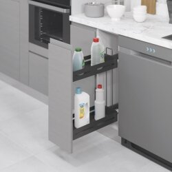 Starax S-2444-UB-A Gizli Raylı (Çift Açılım) Deterjanlık 22cm Sağ Unique Box Antrasit - Starax