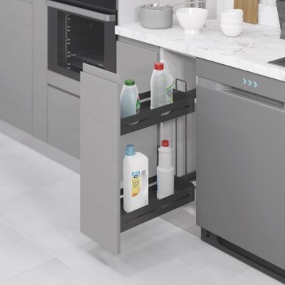 Starax S-2444-UB-A Gizli Raylı (Çift Açılım) Deterjanlık 22cm Sağ Unique Box Antrasit - 1