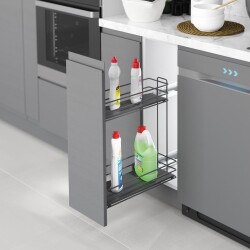 Starax S-2445-A Tandem Gizli Raylı (Çift Açılım) Deterjanlık 16/22cm Sol Antrasit - Starax