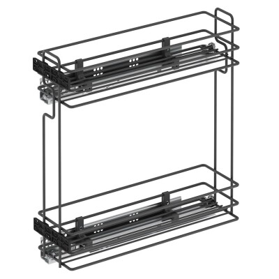 S-2445-A Tandem Gizli Raylı (Çift Açılım) Deterjanlık 16/22cm Sol Antrasit - 2